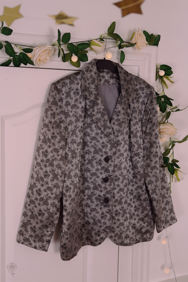 Silvery Leaf Vintage Blazer Jacket | M/L