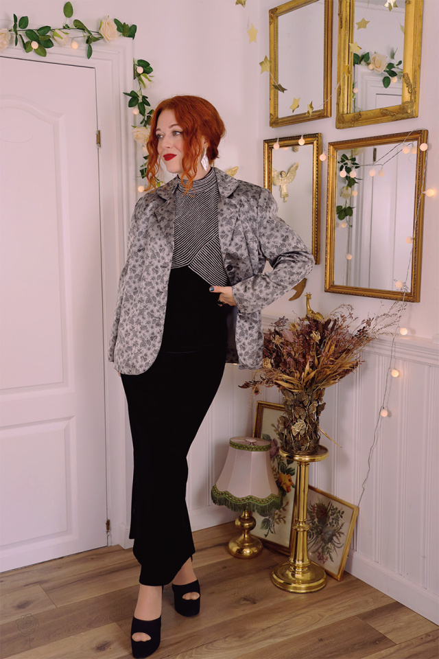 Silvery Leaf Vintage Blazer Jacket | M/L