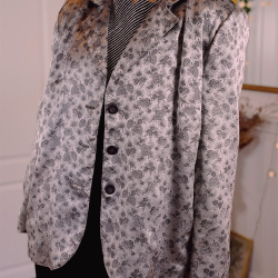 Silvery Leaf Vintage Blazer Jacket | M/L