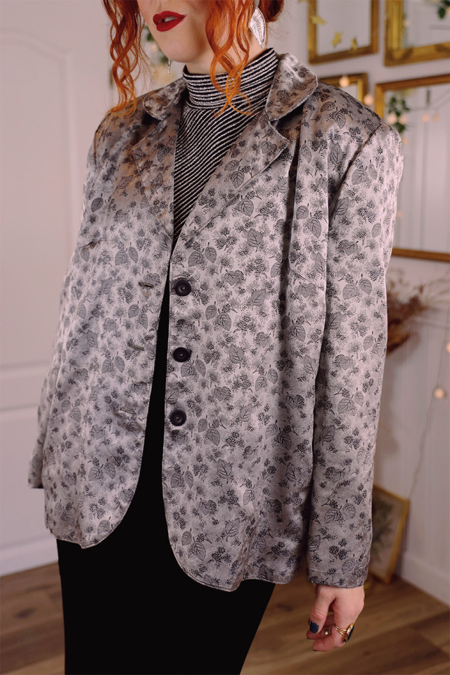 Silvery Leaf Vintage Blazer Jacket | M/L