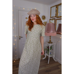 Light Green Tulips 90's Vintage Dress | M