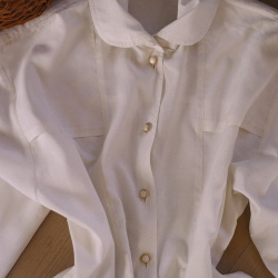 Off White Vintage Gold Button Blouse | S/M