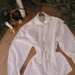 Off White Vintage Gold Button Blouse | S/M