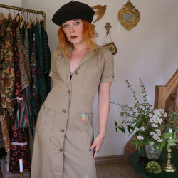 Sand Coloured Vintage Dress | S