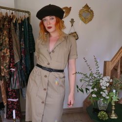 Sand Coloured Vintage Dress | S
