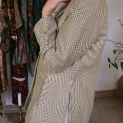 Beige Small Houndstooth Vintage Blazer | M