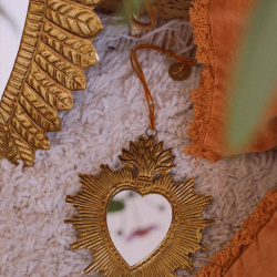 Small Heart Brass Mirror 