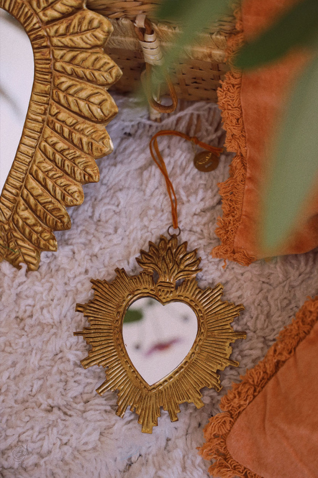 Small Heart Brass Mirror 