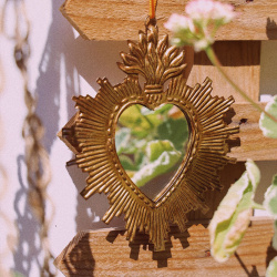 Small Heart Brass Mirror 