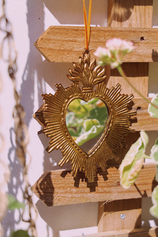 Small Heart Brass Mirror 