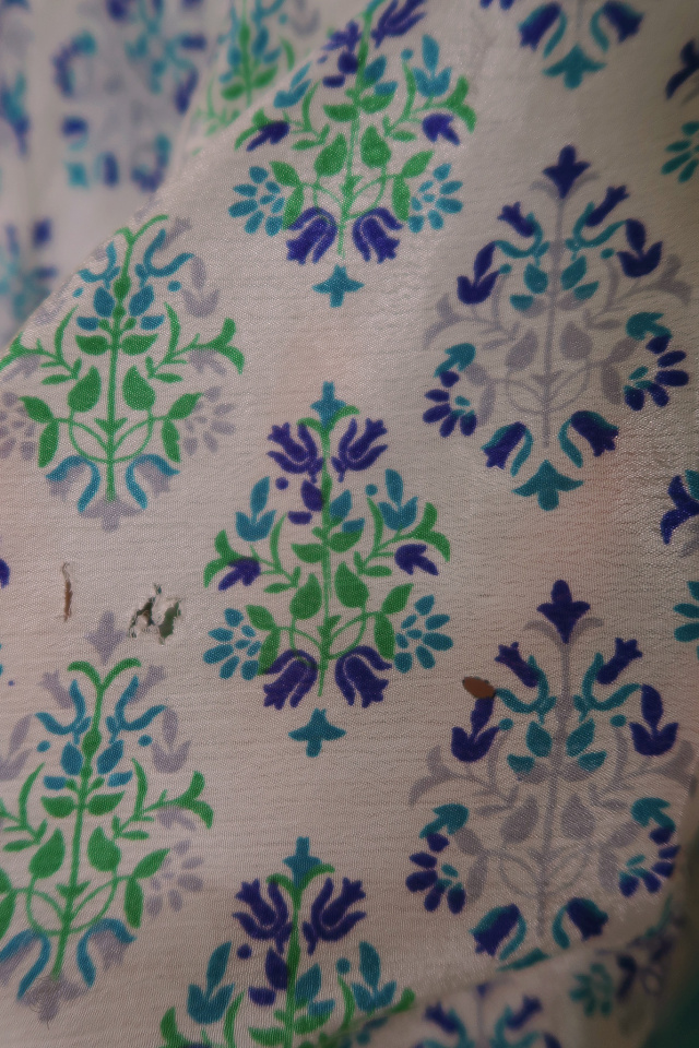 Blue Pattern Recycled Boho Blouse | S
