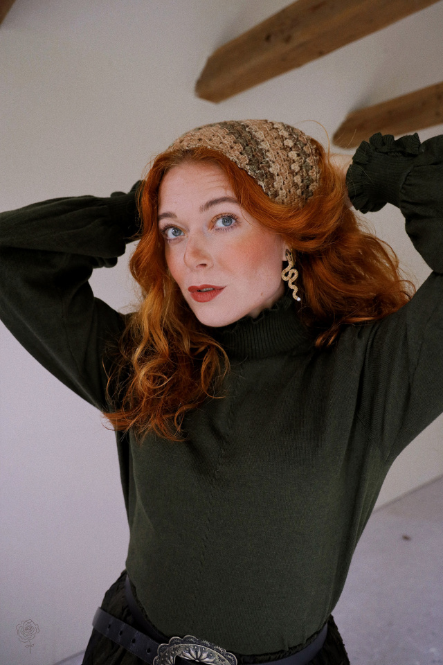 Rita's Brown &amp; Green Triangle Head Scarf