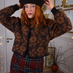 Brown Floral Vintage Cardigan | S