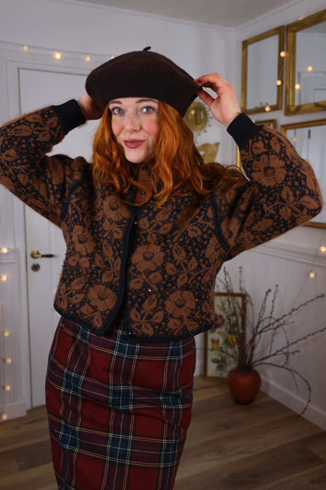 Brown Floral Vintage Cardigan | S