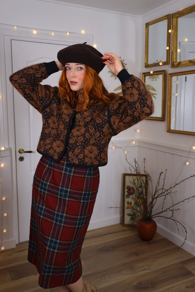 Brown Floral Vintage Cardigan | S