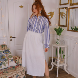 Soft White Maxi Cotton Skirt 