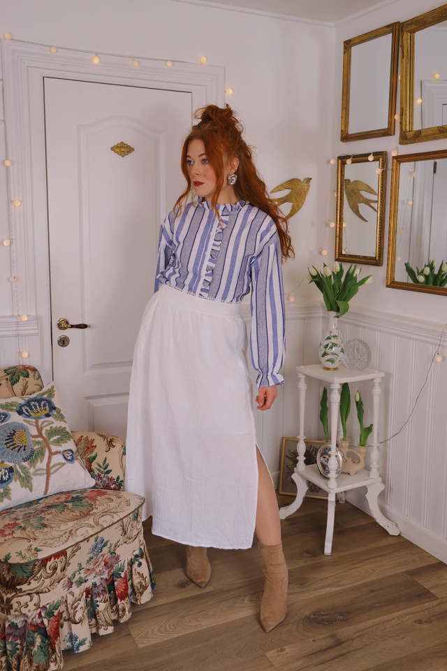 Soft White Maxi Cotton Skirt 