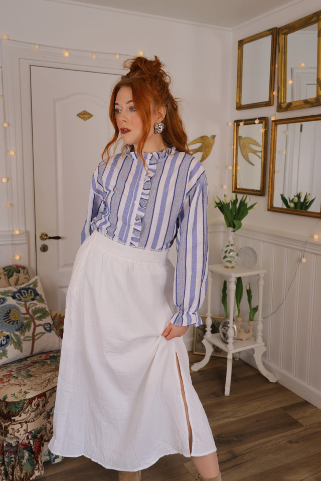 Soft White Maxi Cotton Skirt 