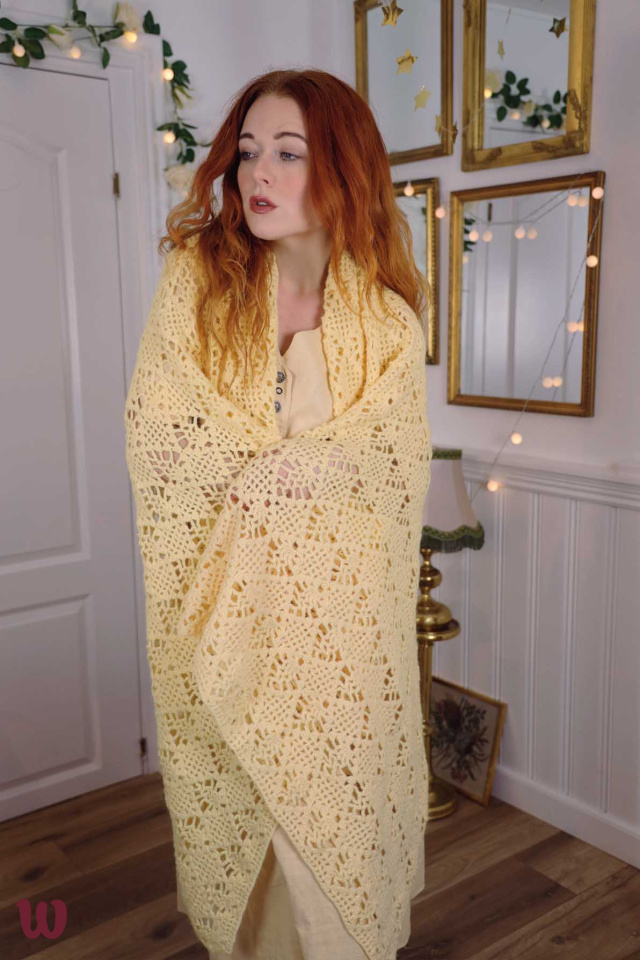 Soft Yellow Crochet Blanket 