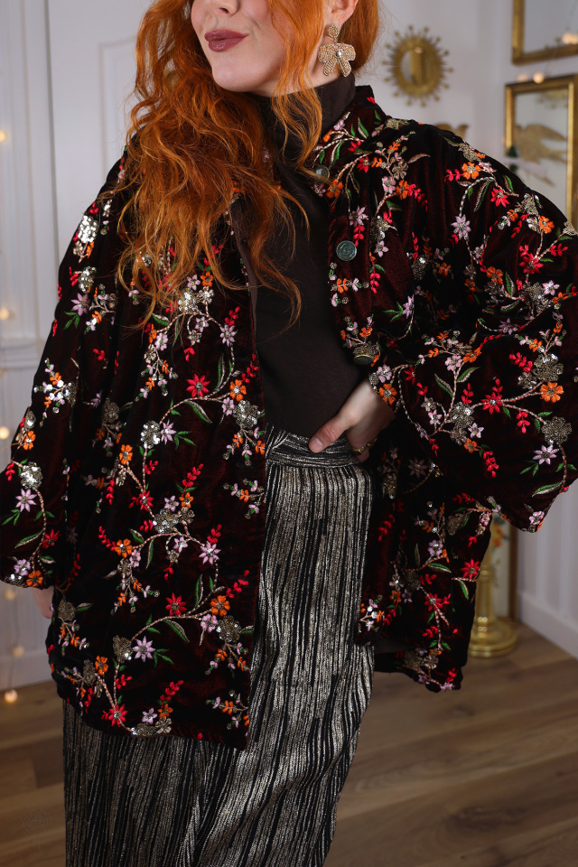 Sparkling Velvet Embroidery Sample Jacket | S/M