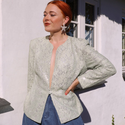 Shiny Green Lace Vintage Blazer | M/L