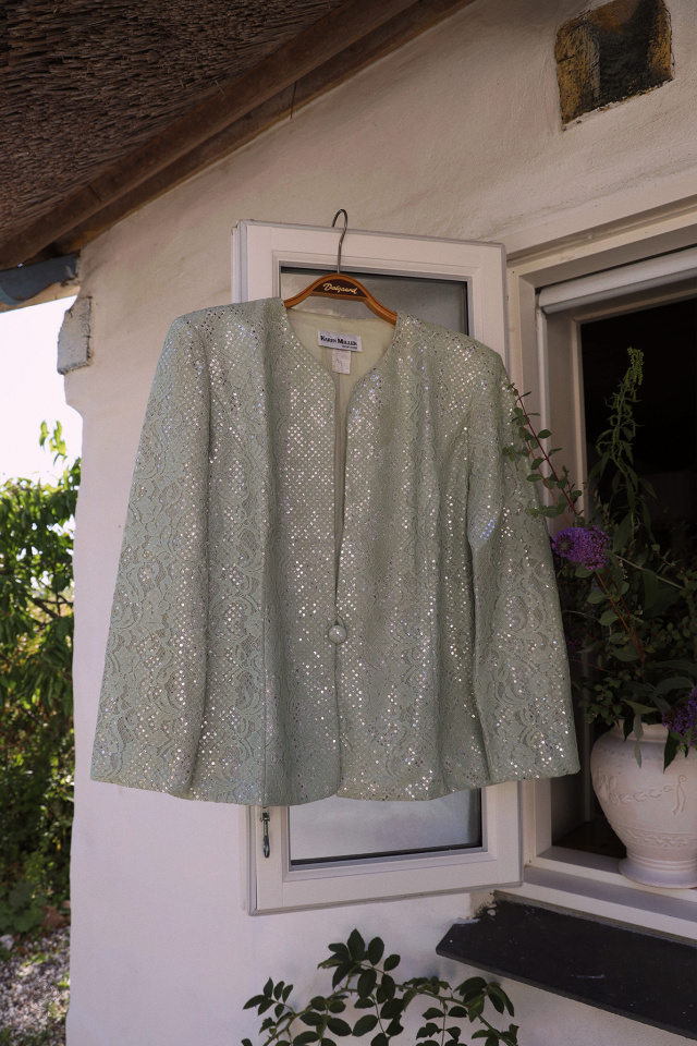 Shiny Green Lace Vintage Blazer | M/L