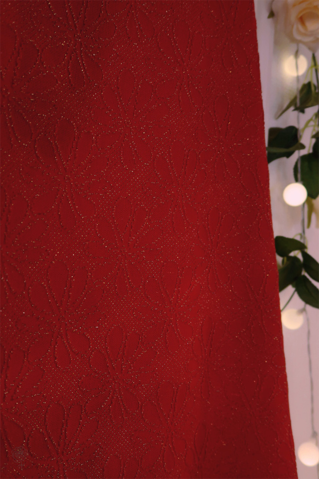 Red Gold Floral 70's Maxi Skirt | S/M