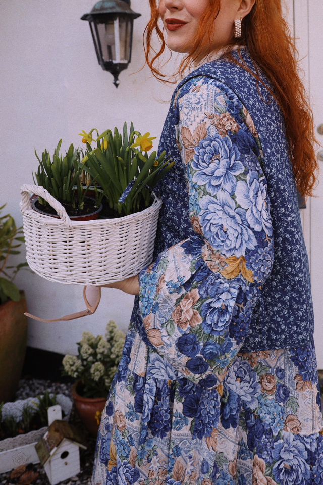 Blossom Spring Blue Cotton Waistcoat