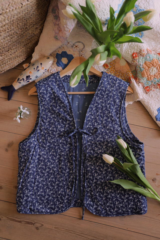 Blossom Spring Blue Cotton Waistcoat