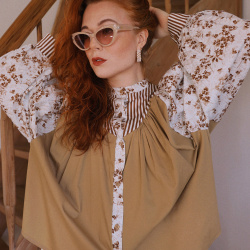 Spring Blossom Brown Blouse | S/M