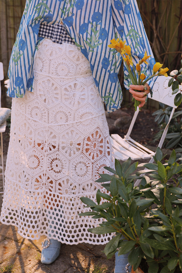 Spring Picnic White Skirt 