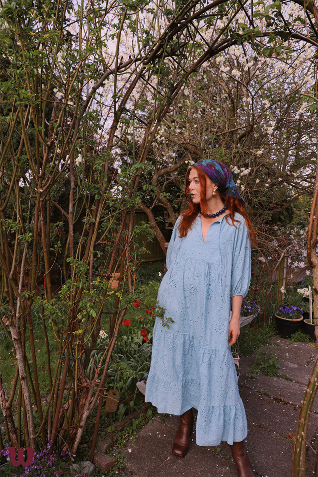 Springtime Blue Cotton Floral Dress | S-L