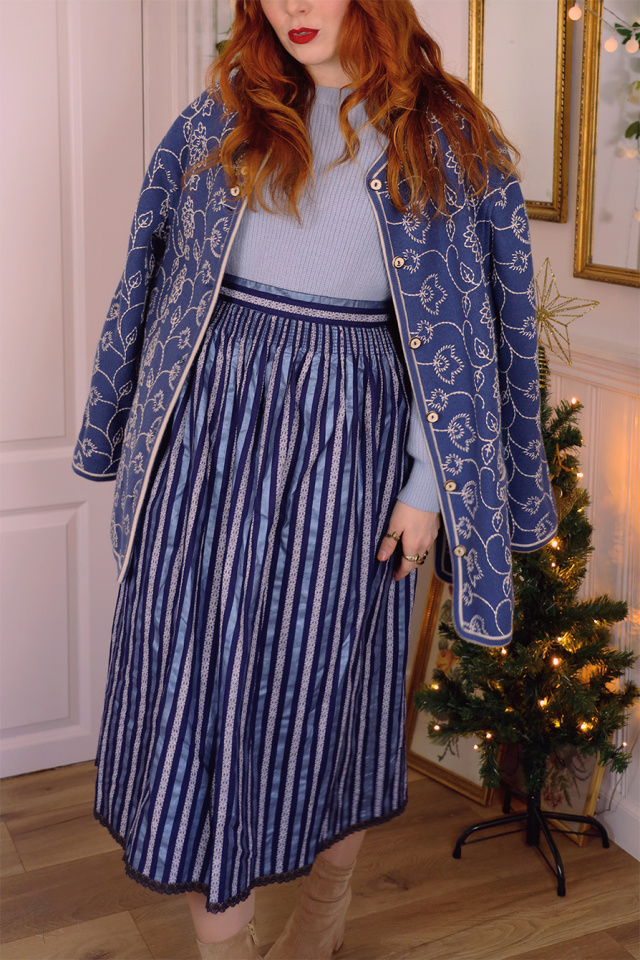 Blue Striped Vintage Skirt | M