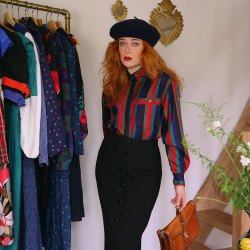 Striped Elegant Vintage Blouse | M/L