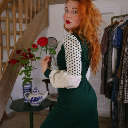 Bomb 70's Dark Green Vintage Gown | S