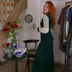 Bomb 70's Dark Green Vintage Gown | S