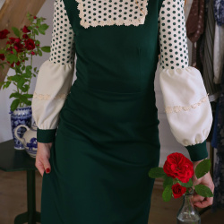 Bomb 70's Dark Green Vintage Gown | S
