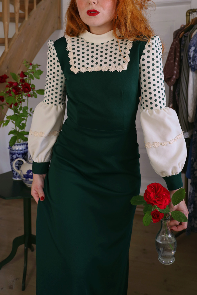 Bomb 70's Dark Green Vintage Gown | S