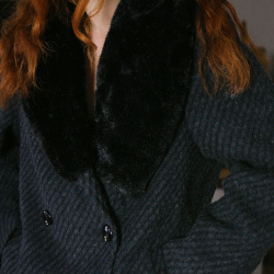 Black, Grey &amp; Green Pattern Vintage Coat | S/M