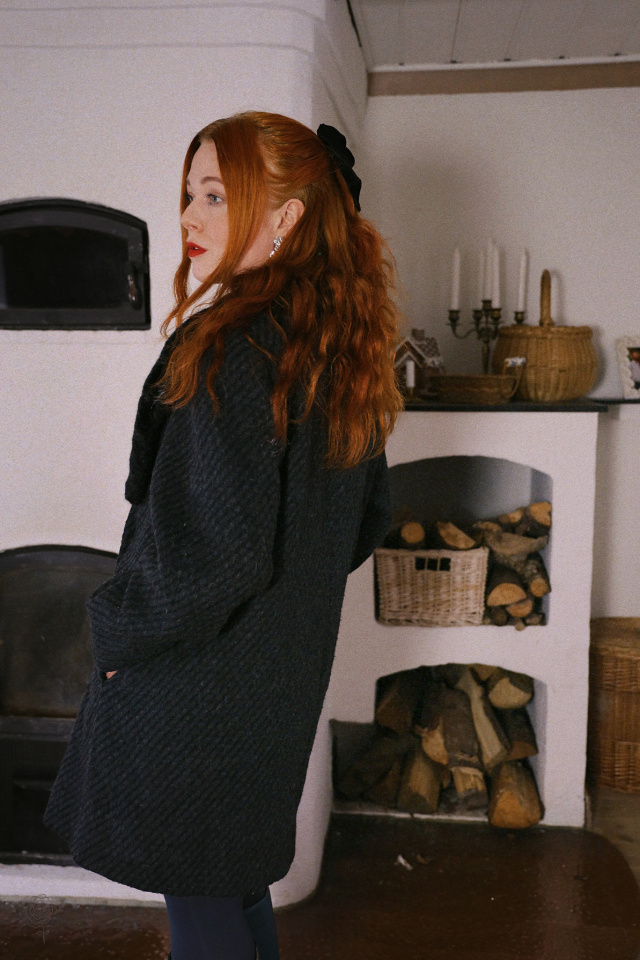 Black, Grey &amp; Green Pattern Vintage Coat | S/M