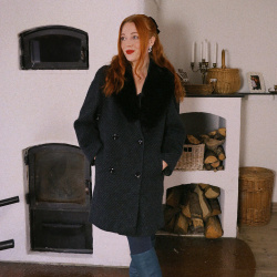 Black, Grey &amp; Green Pattern Vintage Coat | S/M