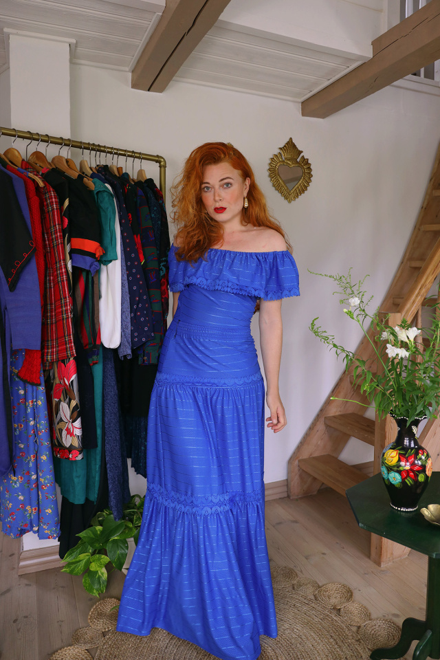 Stunning Blue 70's Vintage Gown | XS/S