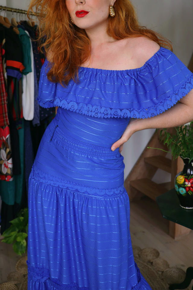 Stunning Blue 70's Vintage Gown | XS/S