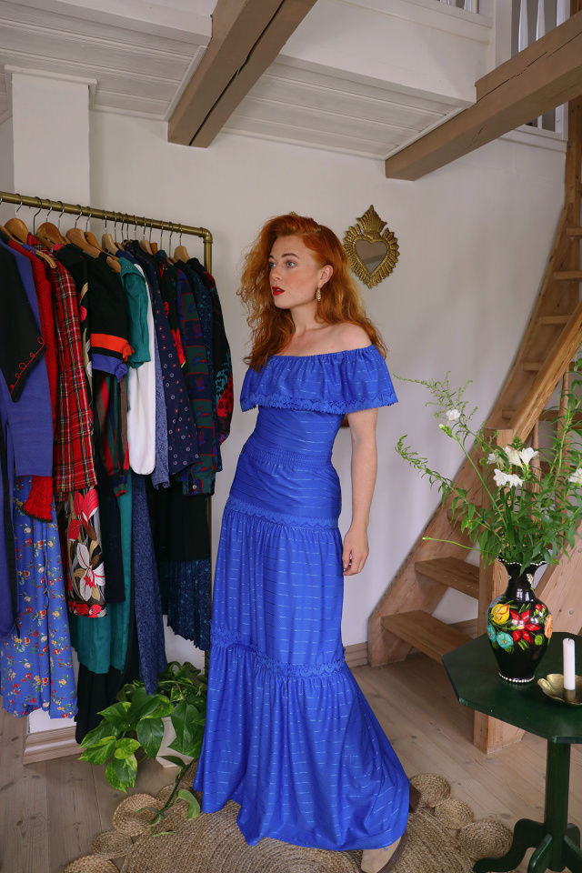Stunning Blue 70's Vintage Gown | XS/S