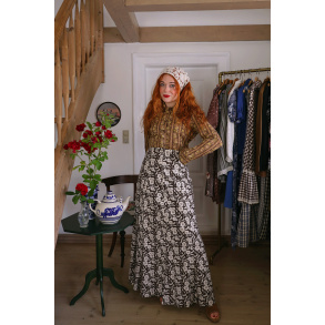 Brown Floral Vintage 70's Skirt | XS