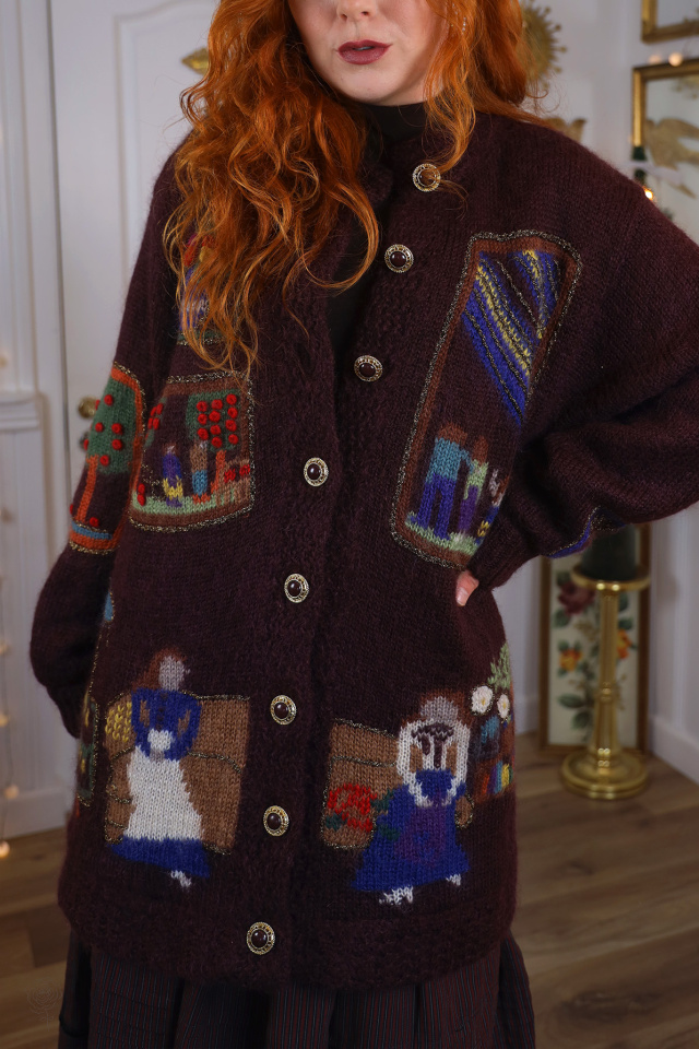 Stunning Burgundy Vintage Cardigan | L