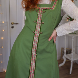 Stunning Green Floral Ribbon Vintage Dress | L