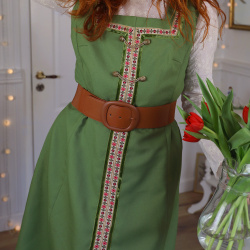 Stunning Green Floral Ribbon Vintage Dress | L