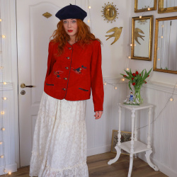 Red Country Embroidered Leather Vintage Jacket | M