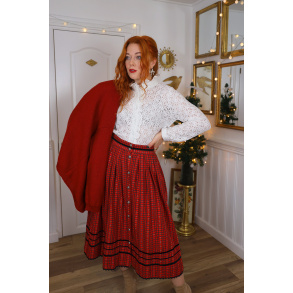 Charming Red Pattern Vintage Skirt | M
